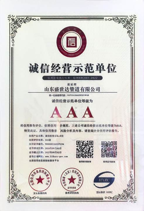 诚信经营示范单位